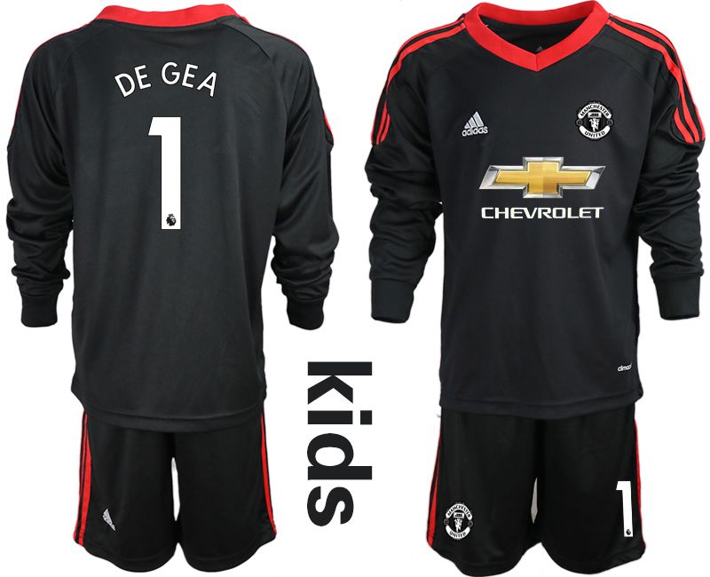 Youth 2020-2021 club Manchester United black long sleeve goalkeeper #1 Soccer Jerseys1
